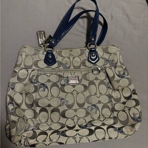Coach Signature Tote Bag - Gray and Blue
